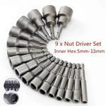 9/14/23pcs/set 5mm-13mm Hex SocketS Sleeve Nozzles Nut Driver Set Power Nuts Driver Socket Screwdriver Set Bits Sets Tools GooseBay