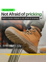 Leather Non Slip Work Boots for Men Rotating Button Safety Shoes Steel Toe Sneaker Male Puncture Proof Protective Boots GooseBay