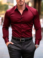 Camisa Formal de Manga Larga para Hombre — Color Rojo, Oficina y Negocios GooseBay
