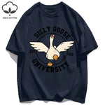 Silly Goose University Printing Mens T-Shirts Summer Cotton All-Match Loose T Shirt Crewneck Streetwear Hip Hop Soft Clothes GooseBay
