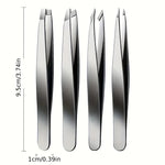 Set de 4 Pinzas de Precisión de Acero Inoxidable — Depilar y Pelo Enquistado GooseBay