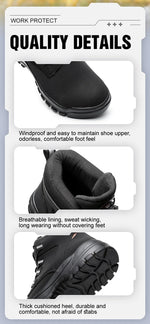 Leather Non Slip Work Boots for Men Rotating Button Safety Shoes Steel Toe Sneaker Male Puncture Proof Protective Boots GooseBay