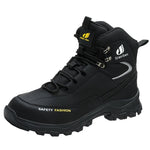 Leather Non Slip Work Boots for Men Rotating Button Safety Shoes Steel Toe Sneaker Male Puncture Proof Protective Boots GooseBay