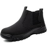 Leather Non Slip Work Boots for Men Rotating Button Safety Shoes Steel Toe Sneaker Male Puncture Proof Protective Boots GooseBay