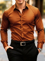 Camisa Formal de Manga Larga para Hombre — Color Rojo, Oficina y Negocios GooseBay