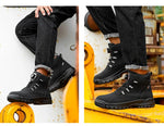 Leather Non Slip Work Boots for Men Rotating Button Safety Shoes Steel Toe Sneaker Male Puncture Proof Protective Boots GooseBay