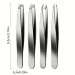 Set de 4 Pinzas de Precisión de Acero Inoxidable — Depilar y Pelo Enquistado GooseBay