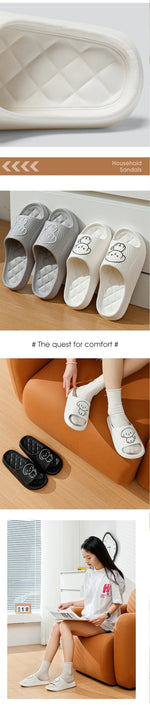 Cute Carton Slippers Bathroom Slippers Cloud Cushion Slides Summer Soft Thick Platform Home Men Indoor Non-slip Flat Flip Flops GooseBay