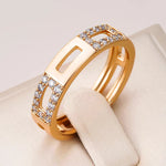 Wbmqda Simple Hollow Cross Zircon Ring For Women 585 Rose Gold Color Modern Trendy Style High Quality Daily Matching Jewelry GooseBay