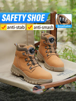 Leather Non Slip Work Boots for Men Rotating Button Safety Shoes Steel Toe Sneaker Male Puncture Proof Protective Boots GooseBay