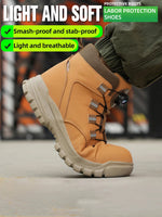 Leather Non Slip Work Boots for Men Rotating Button Safety Shoes Steel Toe Sneaker Male Puncture Proof Protective Boots GooseBay