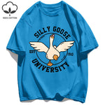 Silly Goose University Printing Mens T-Shirts Summer Cotton All-Match Loose T Shirt Crewneck Streetwear Hip Hop Soft Clothes GooseBay