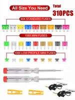 Kit de 310 Fusibles para Coche y SUV — Con 2 Comprobadores y 2 Extractores GooseBay