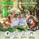 Ventilador Portátil de Camping 20000mAh — Recargable con Luz y Gancho GooseBay