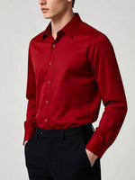 Camisa Formal de Manga Larga para Hombre — Color Rojo, Oficina y Negocios GooseBay
