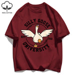 Silly Goose University Printing Mens T-Shirts Summer Cotton All-Match Loose T Shirt Crewneck Streetwear Hip Hop Soft Clothes GooseBay