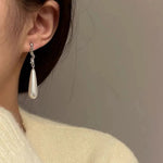 Geometric Zircon Simulated-pearl Water Drop Pendant Women's Earrings Classic Trendy Style Versatile Chinese Style Jewelry Gift GooseBay