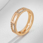 Wbmqda Simple Hollow Cross Zircon Ring For Women 585 Rose Gold Color Modern Trendy Style High Quality Daily Matching Jewelry GooseBay