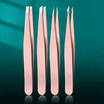 Set de 4 Pinzas de Precisión de Acero Inoxidable — Depilar y Pelo Enquistado GooseBay