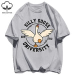 Silly Goose University Printing Mens T-Shirts Summer Cotton All-Match Loose T Shirt Crewneck Streetwear Hip Hop Soft Clothes GooseBay