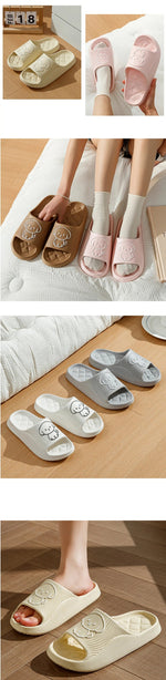 Cute Carton Slippers Bathroom Slippers Cloud Cushion Slides Summer Soft Thick Platform Home Men Indoor Non-slip Flat Flip Flops GooseBay