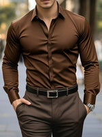 Camisa Formal de Manga Larga para Hombre — Color Rojo, Oficina y Negocios GooseBay