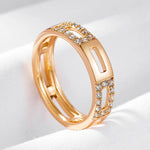Wbmqda Simple Hollow Cross Zircon Ring For Women 585 Rose Gold Color Modern Trendy Style High Quality Daily Matching Jewelry GooseBay
