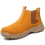 Leather Non Slip Work Boots for Men Rotating Button Safety Shoes Steel Toe Sneaker Male Puncture Proof Protective Boots GooseBay