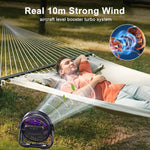 Ventilador Portátil de Camping 20000mAh — Recargable con Luz y Gancho GooseBay