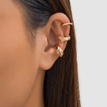 3Pcs/set Metal Chunky No Piercing Clip Earrings Geometric Ear Cuff Earrings for Women Ladies Party Girls Y2K Jewelry Trendy GooseBay