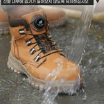 Leather Non Slip Work Boots for Men Rotating Button Safety Shoes Steel Toe Sneaker Male Puncture Proof Protective Boots GooseBay
