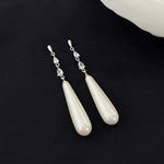 Geometric Zircon Simulated-pearl Water Drop Pendant Women's Earrings Classic Trendy Style Versatile Chinese Style Jewelry Gift GooseBay