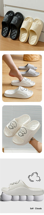 Cute Carton Slippers Bathroom Slippers Cloud Cushion Slides Summer Soft Thick Platform Home Men Indoor Non-slip Flat Flip Flops GooseBay
