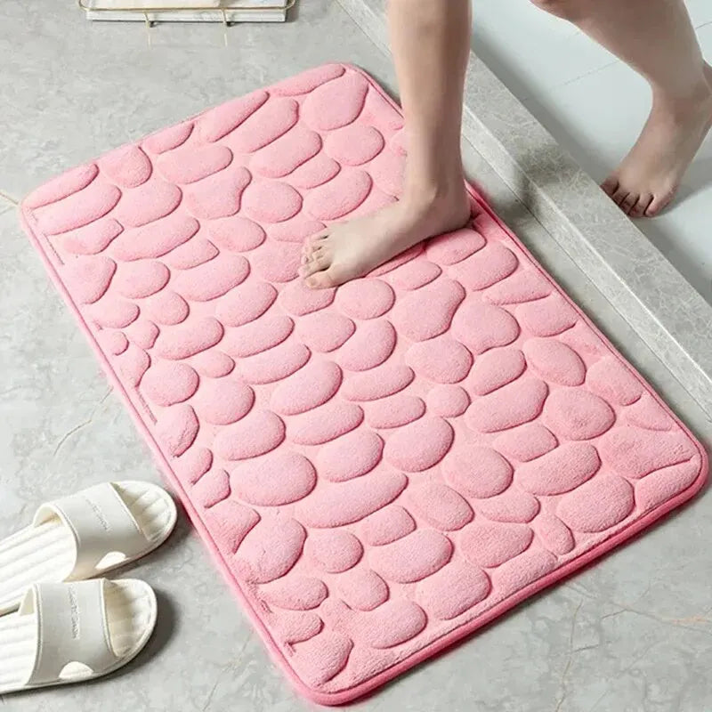 Alfombra Antideslizante para Baño y Salón — Diseño de Piedras, Suave al Tacto