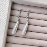 Geometric Zircon Simulated-pearl Water Drop Pendant Women's Earrings Classic Trendy Style Versatile Chinese Style Jewelry Gift GooseBay