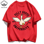 Silly Goose University Printing Mens T-Shirts Summer Cotton All-Match Loose T Shirt Crewneck Streetwear Hip Hop Soft Clothes GooseBay