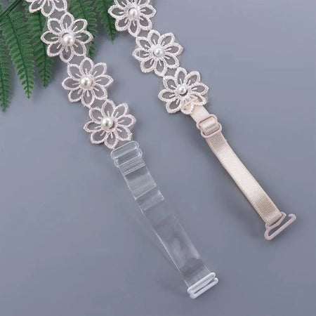 Tirantes Transparentes para Sujetador con Flores y Perlas