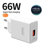 Cargador USB Carga Rápida 66W 6A — Compatible con Huawei y USB-C GooseBay