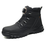 Leather Non Slip Work Boots for Men Rotating Button Safety Shoes Steel Toe Sneaker Male Puncture Proof Protective Boots GooseBay