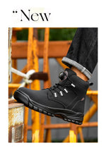Leather Non Slip Work Boots for Men Rotating Button Safety Shoes Steel Toe Sneaker Male Puncture Proof Protective Boots GooseBay