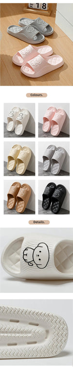 Cute Carton Slippers Bathroom Slippers Cloud Cushion Slides Summer Soft Thick Platform Home Men Indoor Non-slip Flat Flip Flops GooseBay