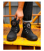 Leather Non Slip Work Boots for Men Rotating Button Safety Shoes Steel Toe Sneaker Male Puncture Proof Protective Boots GooseBay