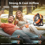 Ventilador Portátil de Camping 20000mAh — Recargable con Luz y Gancho GooseBay
